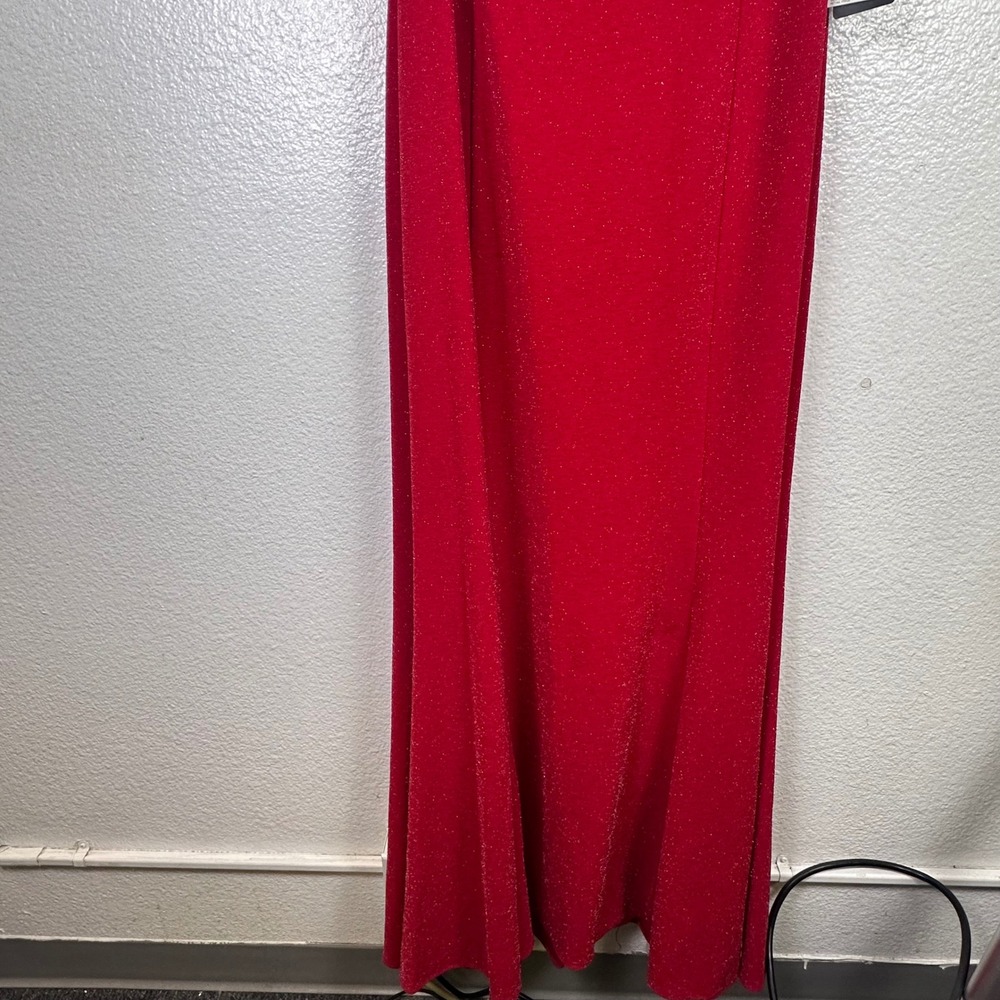 Adrianna Papell Metallic Knit Cowl Back Gown True Red Womens 14 NWT - Picture 5 of 9